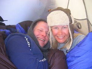 Image: Kat and Rob settle in for an Antarctic night