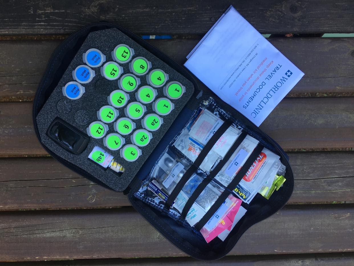 Image: The Personal Medical Kit consists of prescription strength medications organized and documented inside a travel pouch. Additional over the counter medical supplies will supplement this kit. 